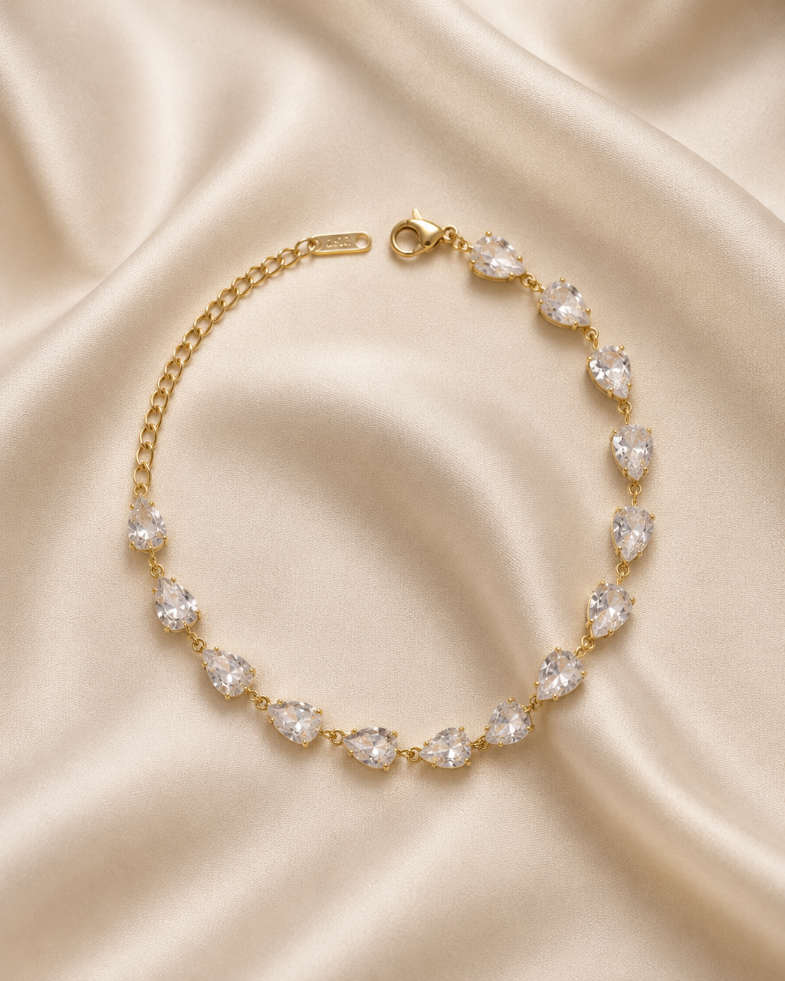 Pear-Cut Crystal Tennis Gold-Plated Bracelet