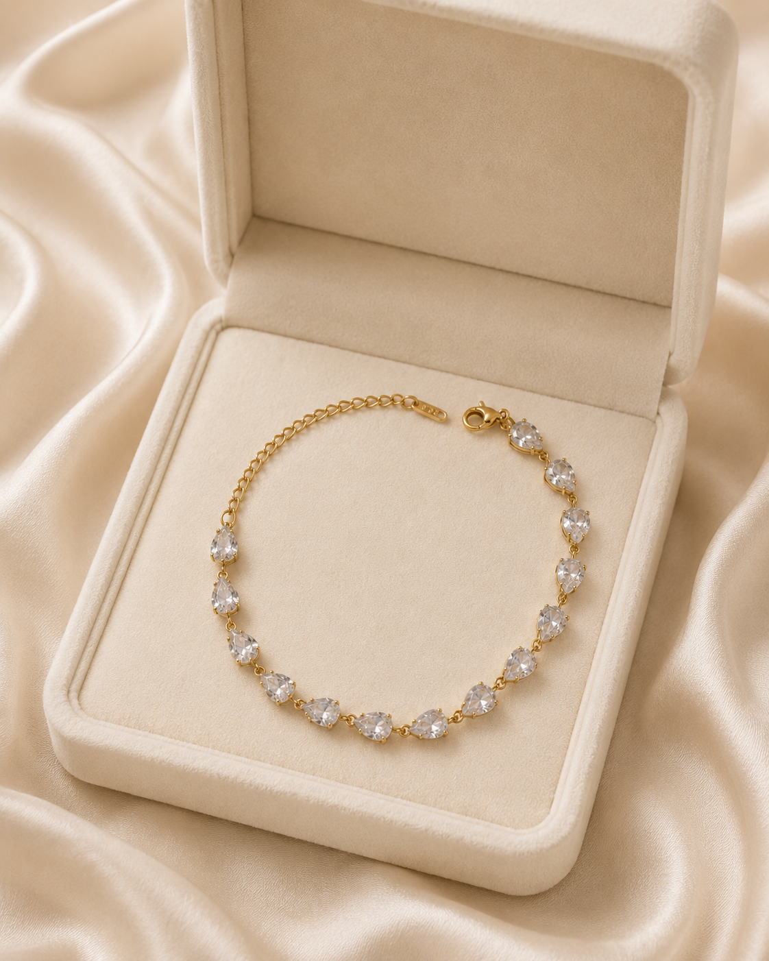 Pear-Cut Crystal Tennis Gold-Plated Bracelet