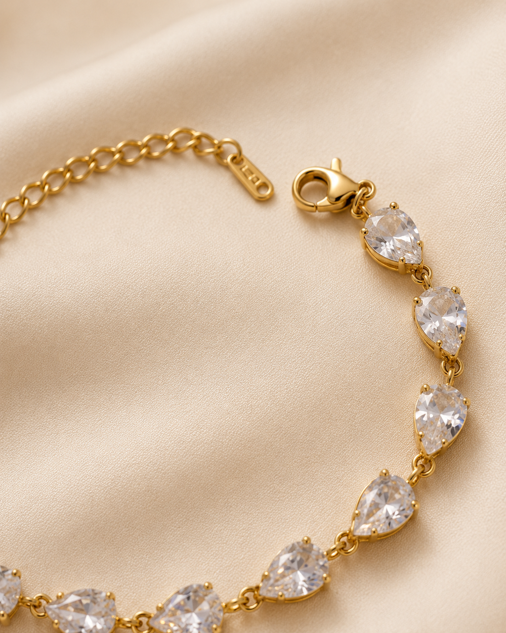 Pear-Cut Crystal Tennis Gold-Plated Bracelet