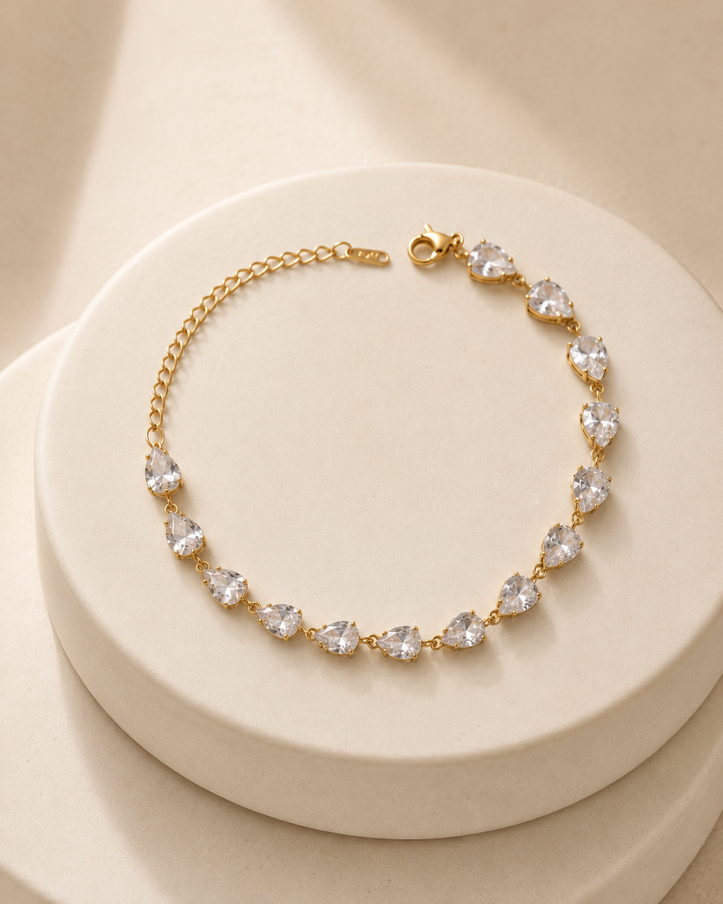 Pear-Cut Crystal Tennis Gold-Plated Bracelet