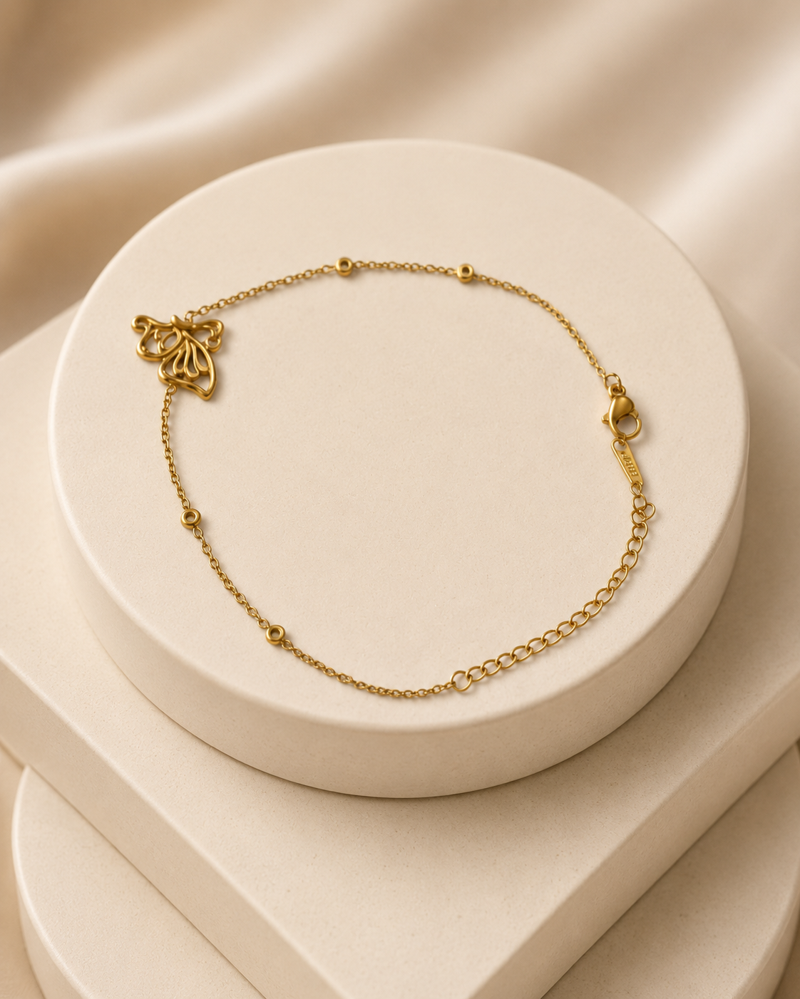 Openwork Butterfly & Circle Accent Gold-Plated Bracelet