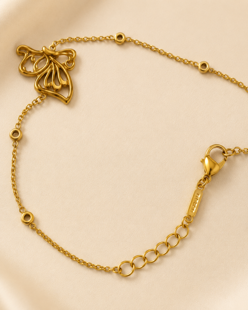 Openwork Butterfly & Circle Accent Gold-Plated Bracelet