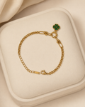 Green Clover Mixed-Link Gold-Plated Bracelet