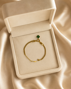 Green Clover Mixed-Link Gold-Plated Bracelet