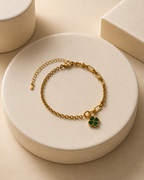 Green Clover Mixed-Link Gold-Plated Bracelet