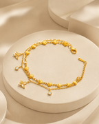 Heart & Bee Charm Double-Layer Gold-Plated Bracelet