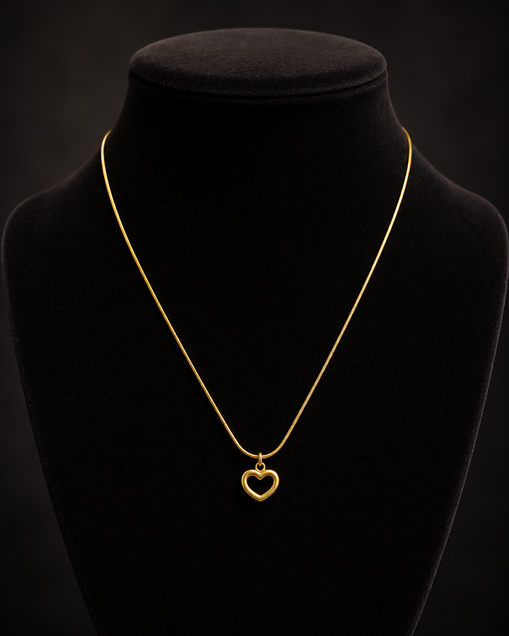 Minimal Gold-Tone Open Heart Pendant Necklace