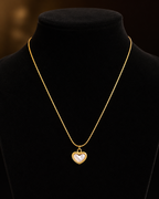 Gold-Tone Pearl Heart Pendant Necklace