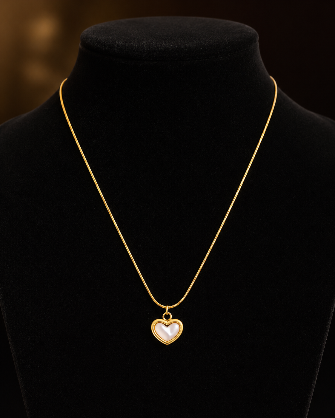 Gold-Tone Pearl Heart Pendant Necklace