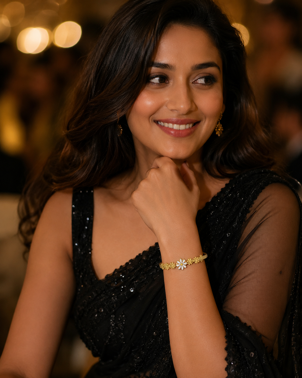White Daisy Floral Gold-Plated Kada