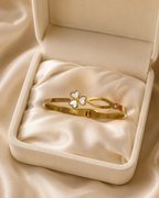 White Clover & Leaf Accent Gold-Plated Kada