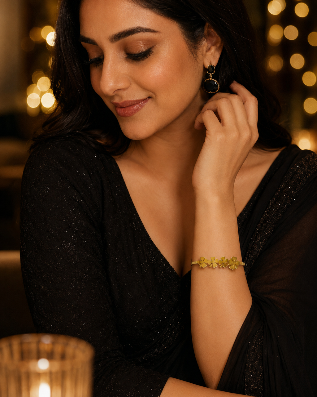 Four-Leaf Clover Row Gold-Plated Kada