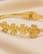 Four-Leaf Clover Row Gold-Plated Kada
