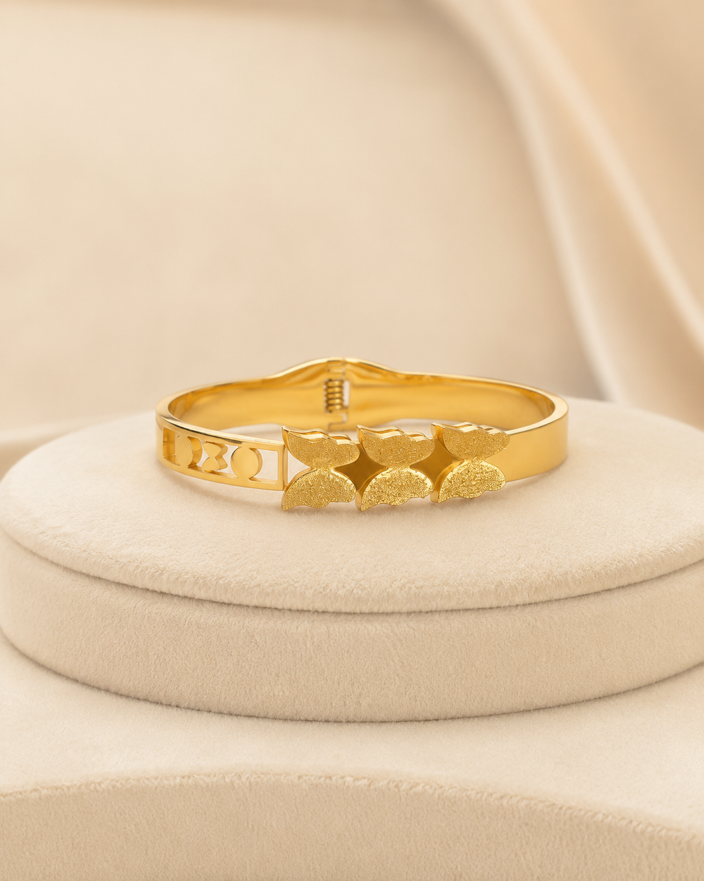 Triple Butterfly Cutwork Gold-Plated Kada