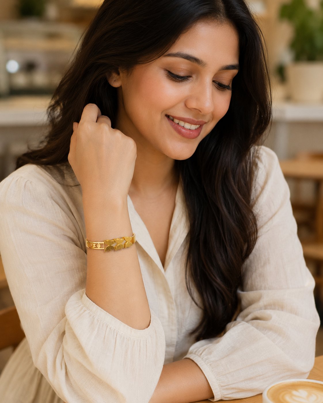 Triple Butterfly Cutwork Gold-Plated Kada