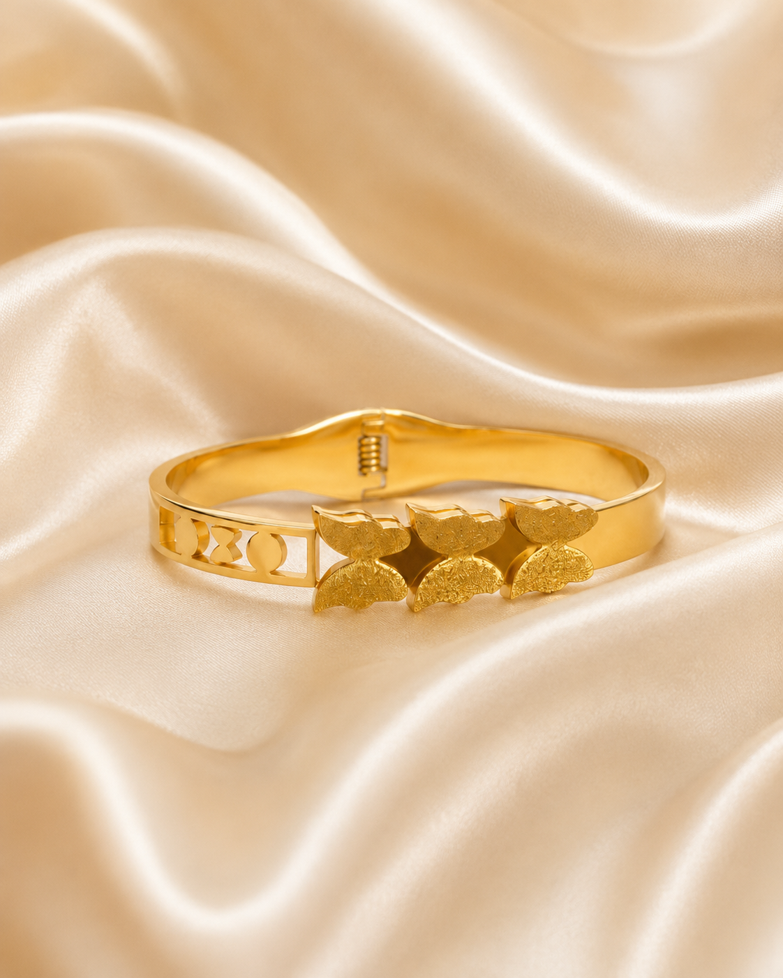 Triple Butterfly Cutwork Gold-Plated Kada