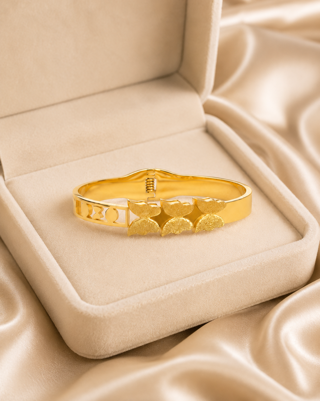 Triple Butterfly Cutwork Gold-Plated Kada