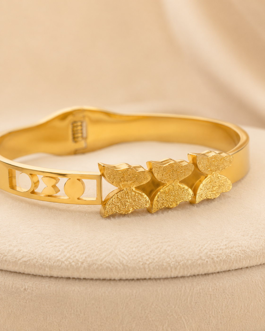 Triple Butterfly Cutwork Gold-Plated Kada