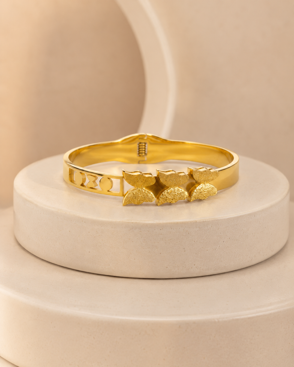 Triple Butterfly Cutwork Gold-Plated Kada