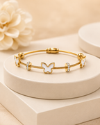 White Butterfly Cable Gold-Plated Kada