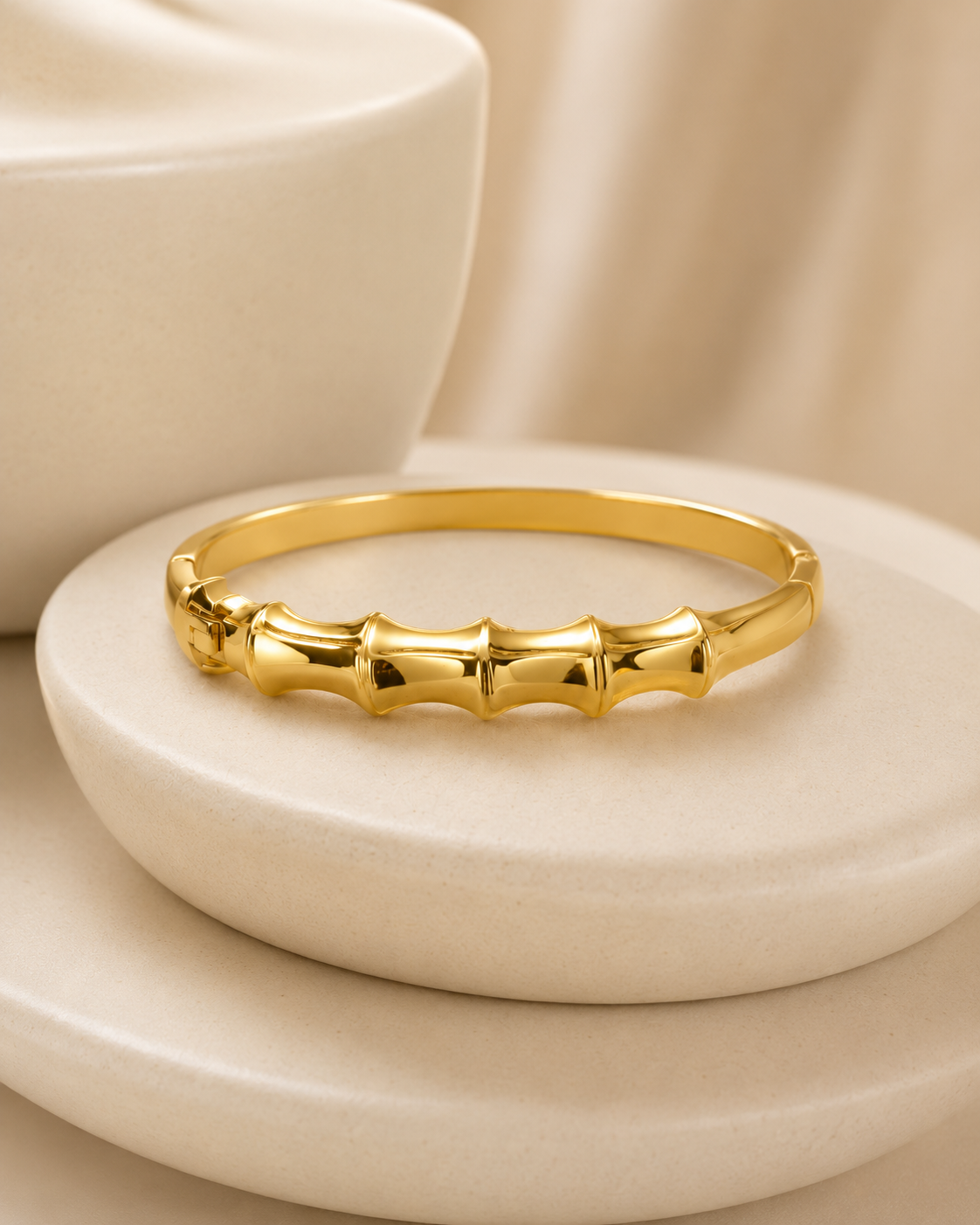 Bamboo Segment Gold-Plated Kada