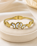 White Butterfly Trio Gold-Plated Kada