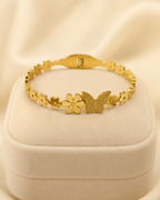 Butterfly & Daisy Floral Gold-Plated Kada