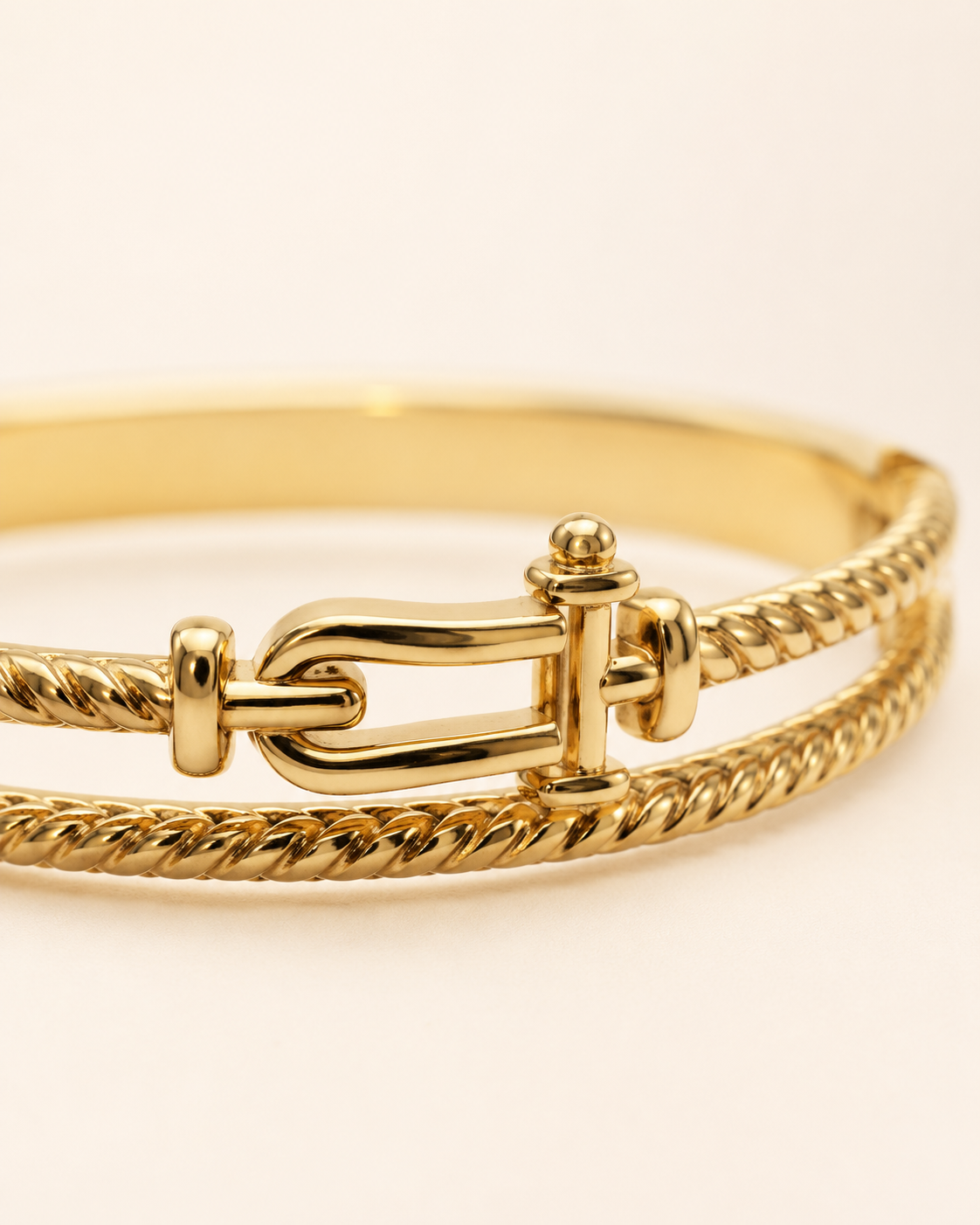 Double-Rope Buckle Gold-Plated Kada