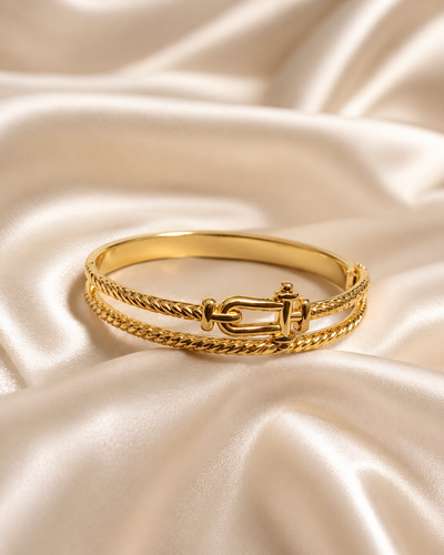 Double-Rope Buckle Gold-Plated Kada