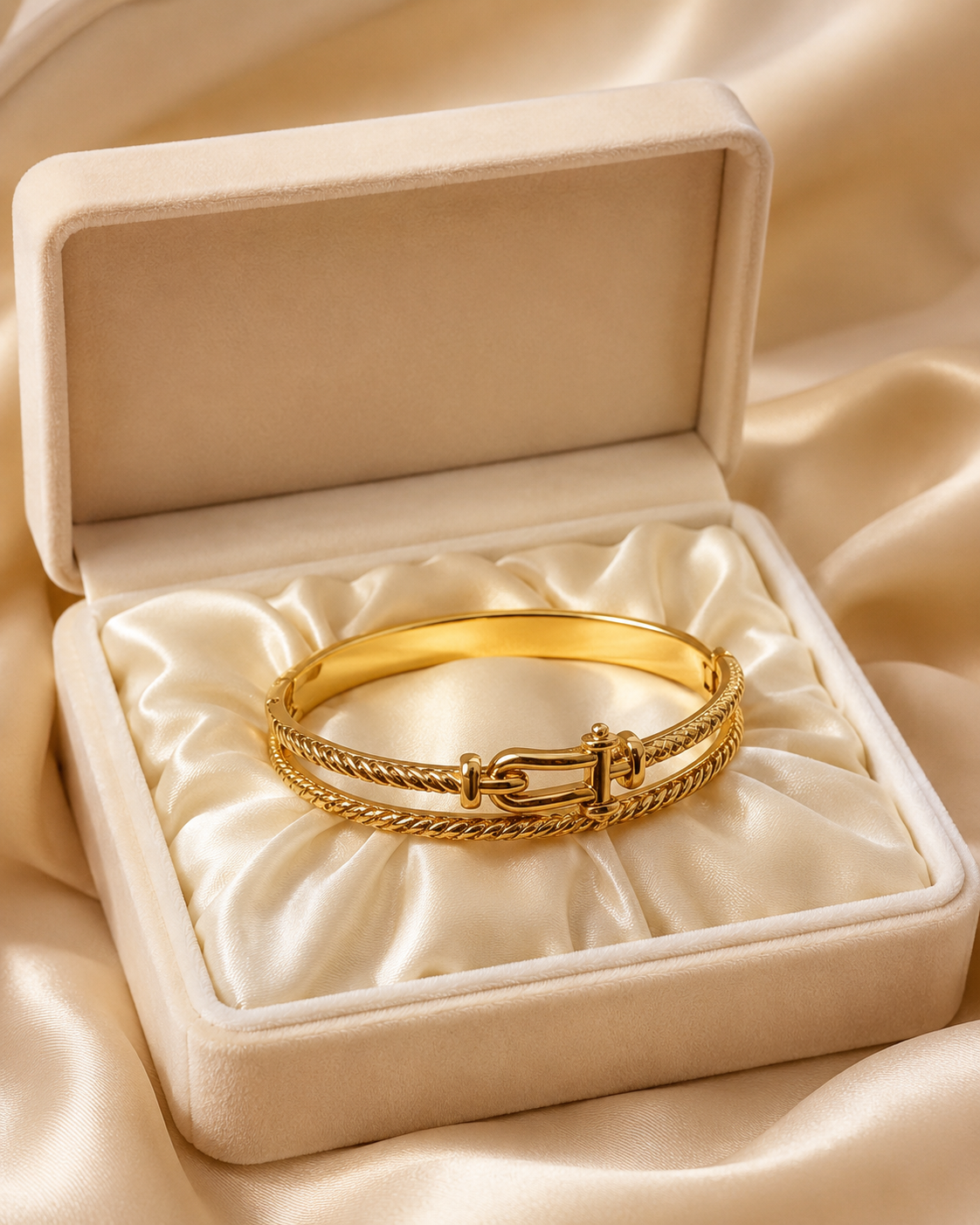Double-Rope Buckle Gold-Plated Kada