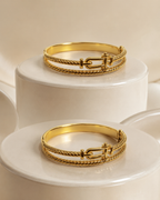 Double-Rope Buckle Gold-Plated Kada