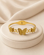 Textured Butterfly & Circle-Link Gold-Plated Kada
