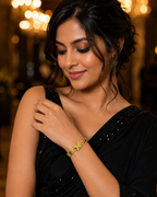 Textured Butterfly & Circle-Link Gold-Plated Kada