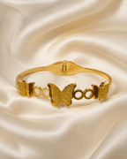 Textured Butterfly & Circle-Link Gold-Plated Kada
