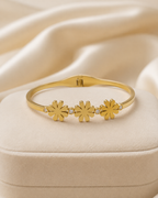 Triple Daisy & Crystal Gold-Plated Kada