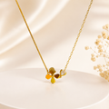 Gold-Plated Floral and Heart Crystal Asymmetrical Necklace