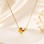 Gold-Plated Floral and Heart Crystal Asymmetrical Necklace