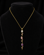 Gold-Plated Multicolour Crystal Floral Vine Long Pendant Necklace
