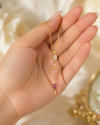 Gold-Plated Multicolour Crystal Floral Vine Long Pendant Necklace