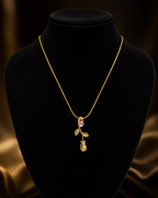 Gold-Plated Pink Crystal Rose Drop Pendant Necklace