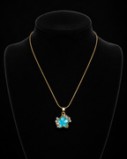 Gold-Plated Aqua Blue Star Pendant Necklace with Crystal Accents