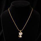Gold-Plated White Crystal Cat Pendant Necklace