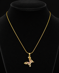 Gold-Plated Pink Crystal Butterfly Pendant Necklace