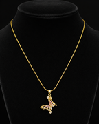 Gold-Plated Pink Crystal Butterfly Pendant Necklace