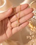 Gold-Plated Pink Crystal Butterfly Pendant Necklace
