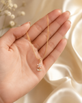 Gold-Plated Pink Enamel Flower Pendant Necklace with Crystal Leaves