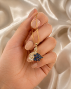 Gold-Plated Blue and White Crystal Swan Pendant Necklace