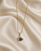 Gold-Plated Blue and White Crystal Swan Pendant Necklace