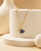 Gold-Plated Blue and White Crystal Swan Pendant Necklace