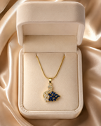 Gold-Plated Blue and White Crystal Swan Pendant Necklace